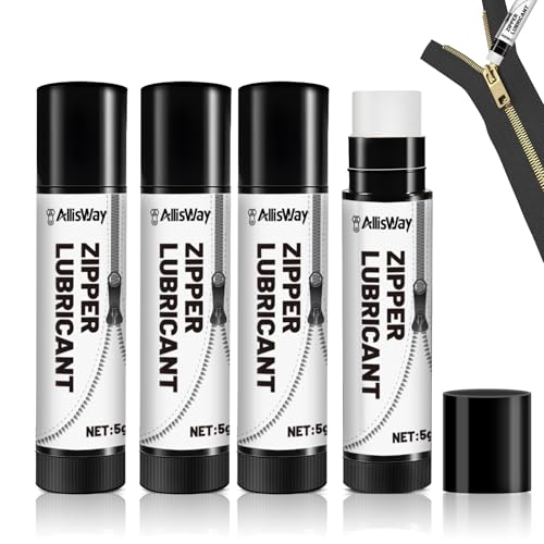Allisway Zipper Lubricant, Lubrificante per Cerniere, Zip Cera, Lubrificare Tutti I Tipi di Cerniere, Adatto per Attrezzature da Esterno, Borse, Abbigliamento, Barche, 4 Pezzi