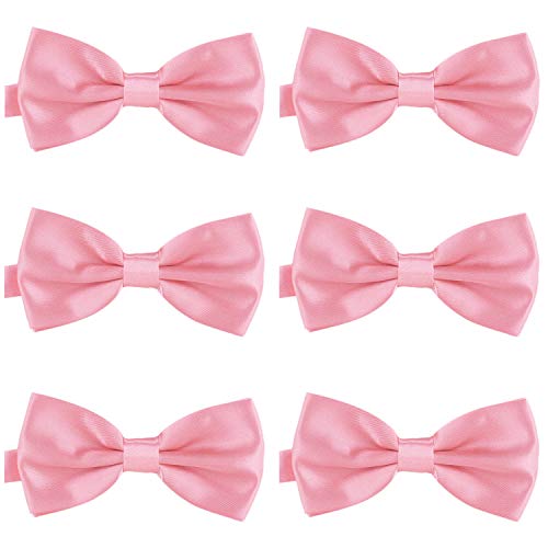 DonDon Lot de 6 Noeud papillon pour homme 12 x 6 cm avec crochet déjà lié et réglable Rose