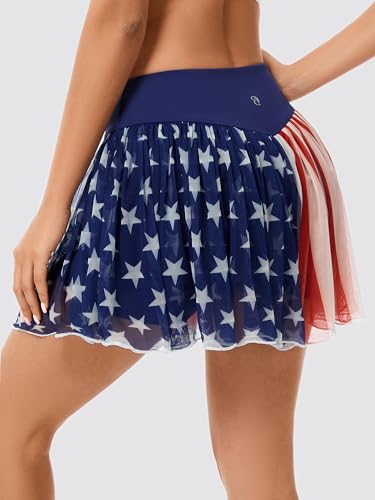 Image of Ibeauti Womens Mini Flowy Skort High Waisted Pleated Tennis Golf Skirts Mesh Ruffler Athletic Skirt with Shorts Pockets