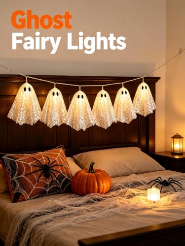 ChayWillow Halloween Ghost String Lights with Sequined Mesh - image 9