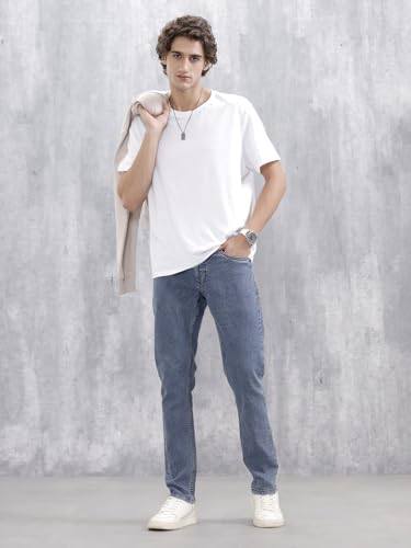 Image of WROGN Men's Cotton Stretch Jeans | Solid | Slim Fit | Mid Rise