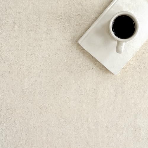 Image of Hand-Tufted Woolen Carpet for Living Room 6x9 feet Solid Ivory Plain Anti-Skid Area Rug High Pile Thick Carpet & Rugs for Hall & Bedroom
