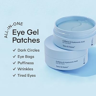 TEREZ & HONOR Caffeine & Hyaluronic Acid Under Eye Patches for Dark Circles with 8% Caffeine Eye Cream - Eye Care 2 Step Kit, Dermatologist Tested Korean Skincare Formula, 60 Pcs + 20mL