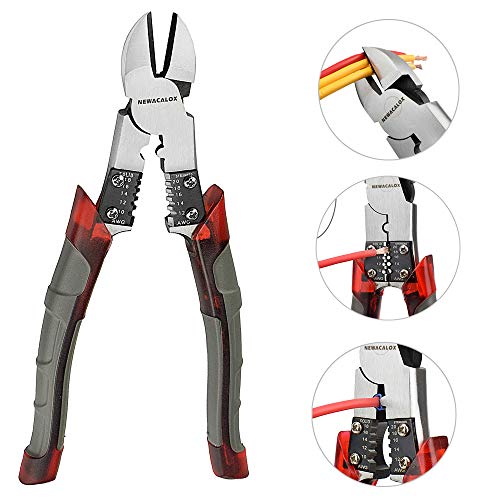 Side Cutting Pliers, Industrial Pliers with Wire Stripper/Crimper/Cutter Function, Heavy Duty Cutter Plier