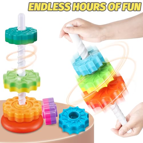 Image of Baby Stacking Toys for Toddlers, Spinner Ring Stacker - Montessori Toys, Autism Sensory Gift for 1-3 Yr Olds