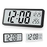 Sukeen Digital Wall Clock Battery Operated,Wall Clock Digital Clock with Big Digits,Temperature,12/24 Hr,Desk Clock for living Room Bedroom Office School Garage Warehouse-Black