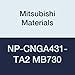 Mitsubishi Materials NP-CNGA431-TA2 MB730 CBN CN Type Petit Tip Negative Turning Insert with Hole, General Cutting Rhombic 80?, Grade MB730, TA Honing/No Wiper, 2 Tip, 0.016" Corner Radius