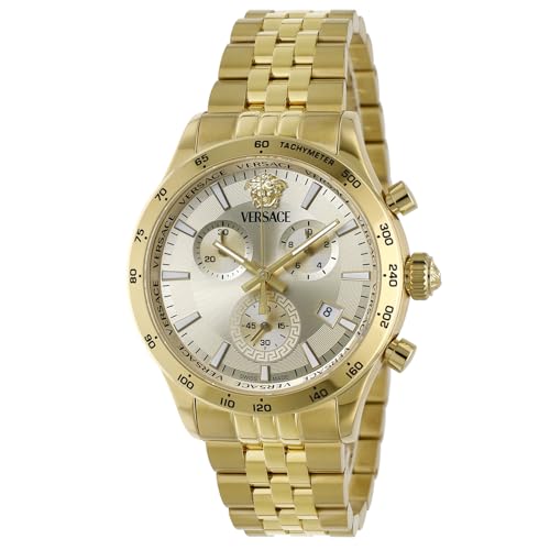 【VERSACE】 メンズ 腕時計 Watch ヴェルサーチェ HELLENYIUM ヘレニウム VECFA0424 クォーツ 日常生活防水 サファイアガラス イエローゴールド文字盤 ステンレススチール [並行輸入品]