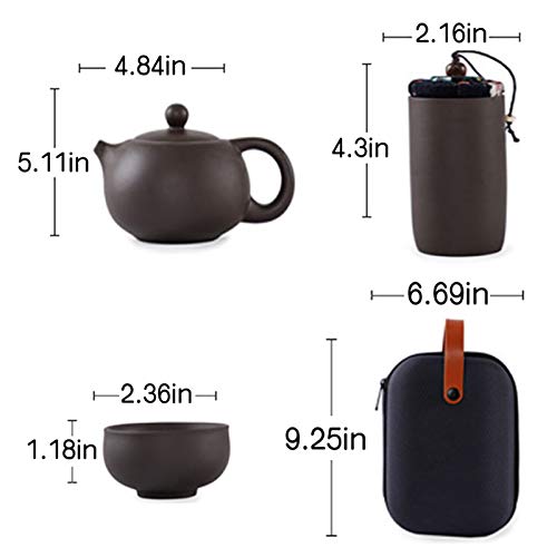 Rarityus Ceramic Chinese Kungfu Tea Set Handmade Zisha Teapot Set With Teacup, Tea Tray, Tea Canister, Portable Travel Bag For Outdoor Office Picnic Camping #TOP6