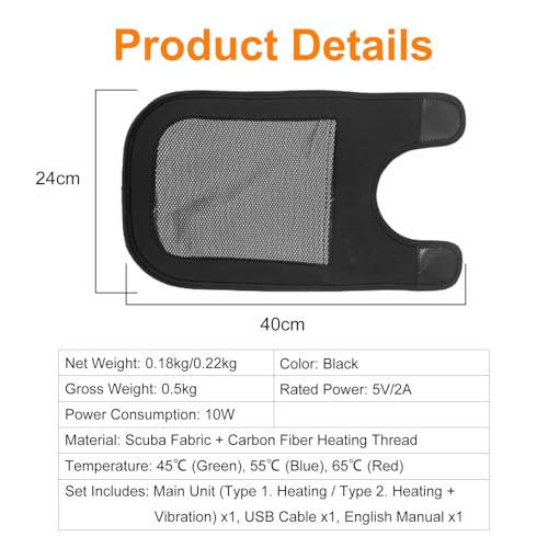 Support de bras chauffant électrique USB noir extensible unisexe hiver