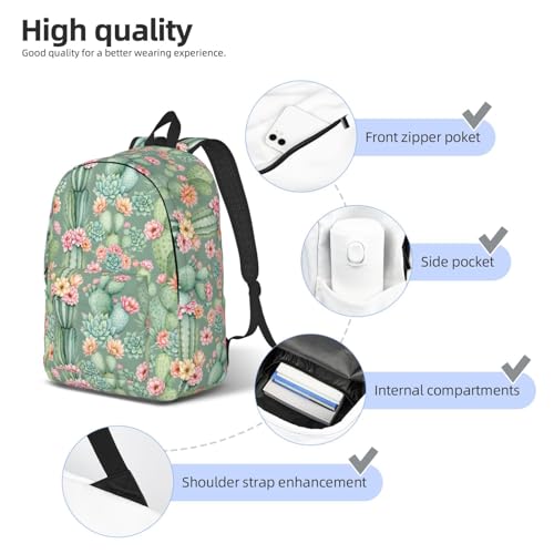 Sac à dos tendance à imprimé cactus doté d'une grande capacité de rangement