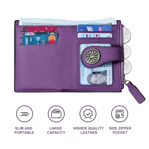 Tipmile Small Wallet for Women Bifold RFID Blocking Card Holder Leather Wallets with Zipper Coin Pocket — view 6