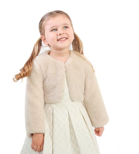 Image of Lilax Girls Cozy Faux Fur Long Sleeve Crew Neck Dress Coat