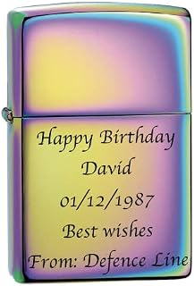 Defence Limited Edition - Deep Laser Engraved Personalised Metal Lighter - Engraving Included for Birthdays, Anniversaries, Weddings and Valentines - Rainbow