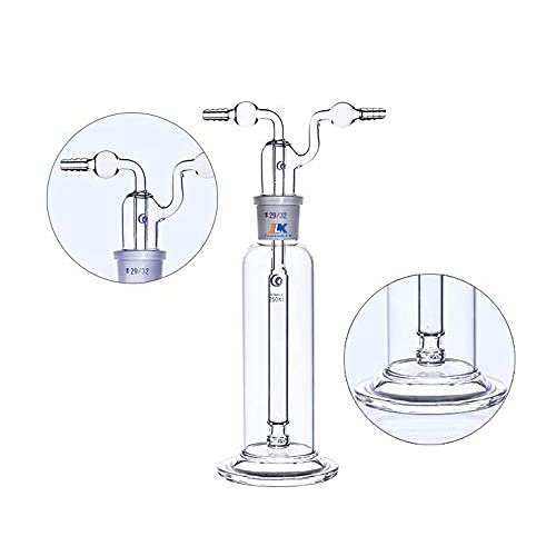 Bottiglia di lavaggio del gas da laboratorio, trappola per vuoto in vetro da 500 ml con due tubi piegati, kit di vetreria in borosilicato per laboratorio di chimica (500ml)