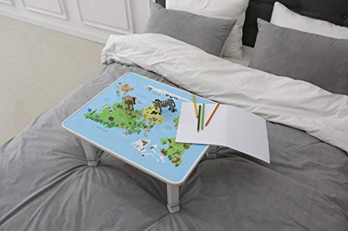 Baby Care Kids Folding Floor Table W/Adjustable Heights - For Play, Reading, And Snack Time And More (World Map) #TOP3