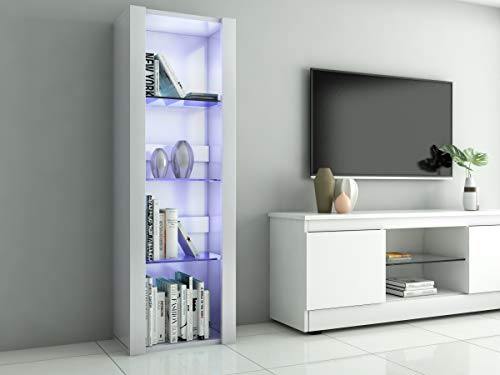 Panana LED Tall Display Cabinet with Glass Shelf Modern Sideboard Cupboard Unit...