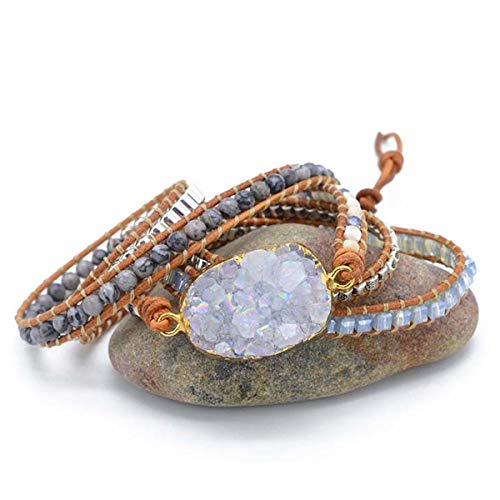Image of Boho Wrap Bracelet for Women, Handmade Natural Imperial Jasper Multi-Layer Stone Beaded Bracelet, Bohemian Healing Crystal Stone Jewelry Gifts