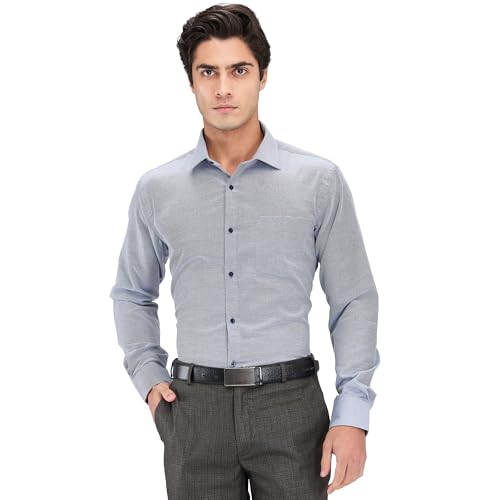 Image of Park Avenue Men's Slim Fit Structure Pattern Cotton Polyester Blend Semi Cutaway Collar Full Sleeve Formal Shirt