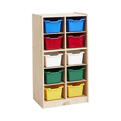 ECR4Kids 10 Cubby Tray Cabinet with Scoop Front Storage Bins, 5x2, Classroom Furniture, Assorted