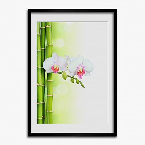 Cadre MDF Tulup 40x60 cm décoratif en bois pour salon moderne motif orchidée bambou