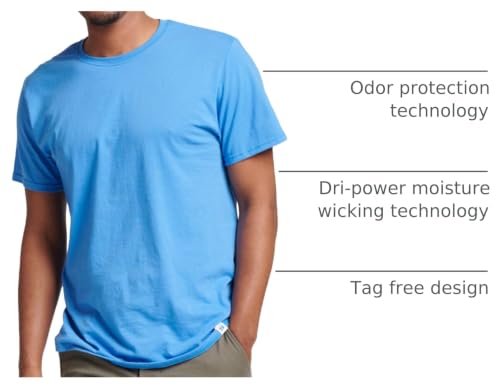 Image of Russell Athletic Mens Dri-Power Short Sleeve Tees, Moisture Wicking, Odor Protection, UPF 30+, Sizes S-4x