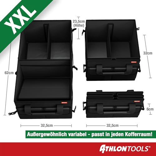 ATHLON TOOLS Organizador para maletero XXL – Organizador de coche plegable - Bolsa para maletero antideslizante, reforzada, bolsa para maletero estable con tapa – Caja para coche para guardar y - imagen 6