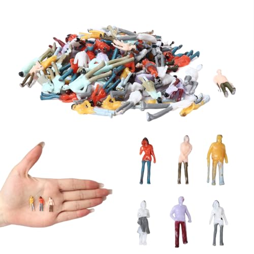 NHQZ Ensemble de 100 Pièces Personnages Miniatures Colorés dans Différentes Poses - Figurines de Train et Modélisme à L'échelle 1:75