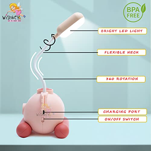 Image of WISHKEY 2 in 1 Study Table Rechargeable LED Lamp with Eye-Protecting Light for Students, Attractive Color Changing Night Desk Lamp with USB Charging for Boys & Girls (Pack of 1, Yellow)