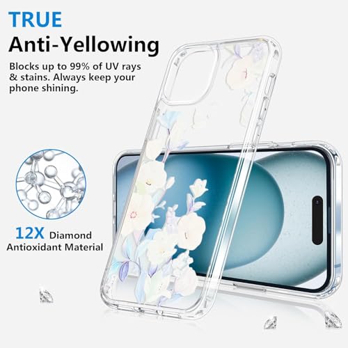 Image of Elzzi Clear Transparent Flower Cover for Samsung S25 Edge Shockproof Floral Design Camera Protection Shockproof PC+TPU Transparent Flower Cover for Girls & Women (Blue)