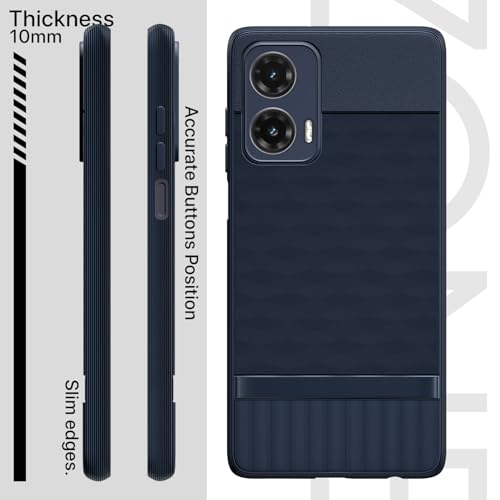 Image of Pikkme Back Cover for Moto G35 5G Camera Protection 3D Hexa Cube Design Silicone Protective Bumper Case (Blue)