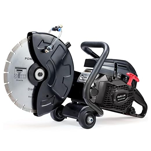 MELLCOM 12" Gas Powered Concrete Cutter, 58CC 2-Stroke Circular Saw with Water Connection, Cut Off Saw for Concrete, Steel Poles, 4-1/5" Cut-Include Diamond Saw Blade