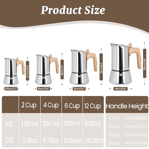 Image of 6 Cup Thickened Moka Pot 304 Stainless Steel 300ml