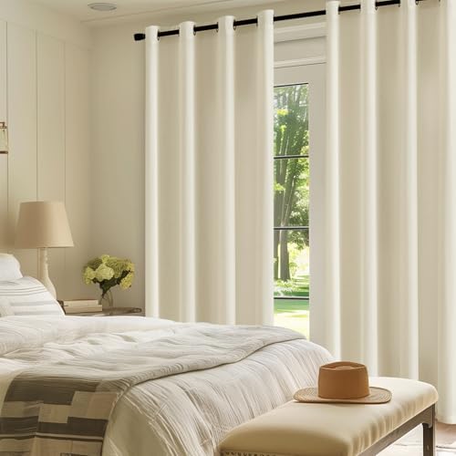 MIULEE Gardinen Voile Vorhänge mit Ösen 2er Hellbeige 140x280cm – Ansicht 4