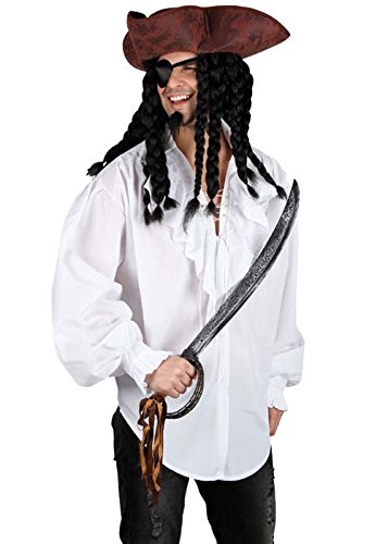 Magic Box Mens White Ruffled Pirate Shirt Large (42-44" Chest)