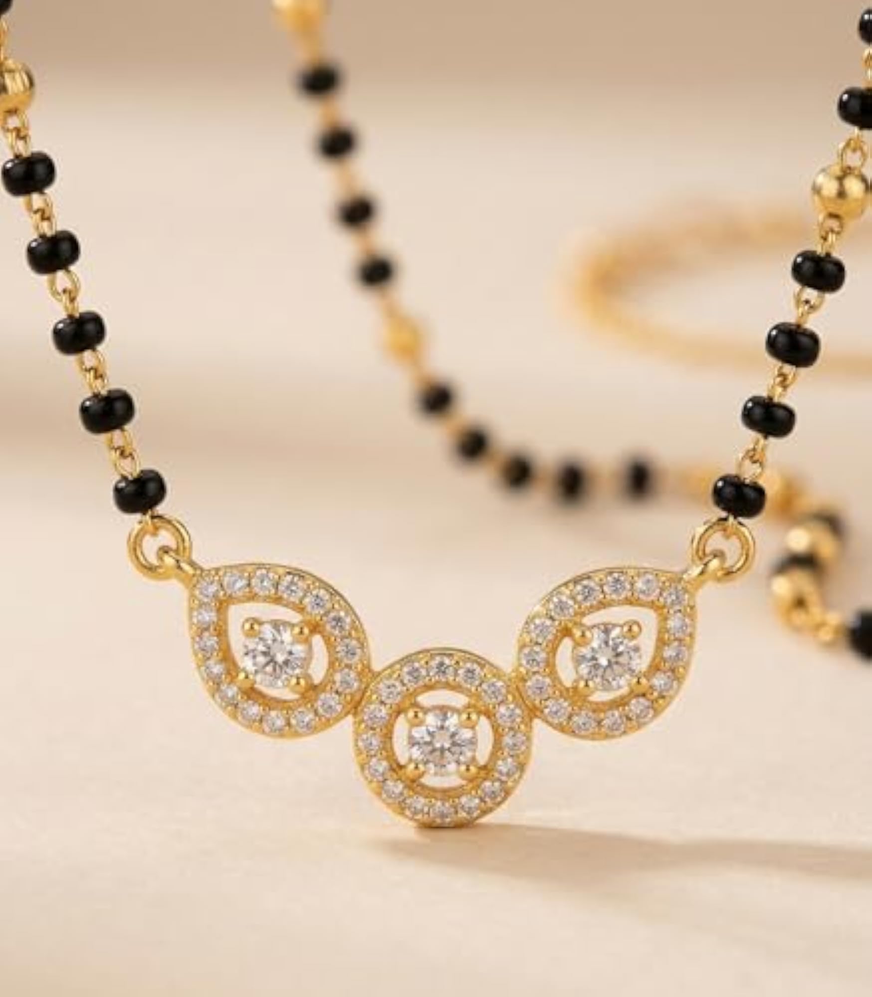 Triple Charm Micro Gold Mangalsutra