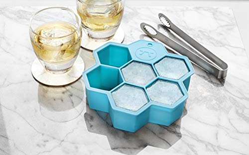Image of Outset 76634 Large Hexagon Silicone Ice Cube Tray, 7-Cell, Blue
