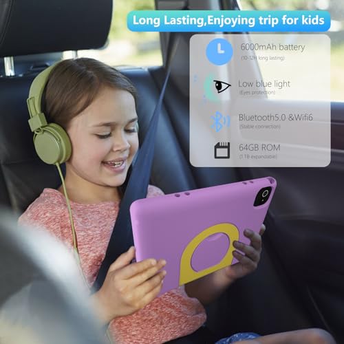 Image of Tablet for Kids 10.1 inch Android 14, 8GB+64GB(TF 1TB) 6000mAh Kids Tablet WiFi6 Parental Control,Face Unlock, 1280 * 800 HD Screen (Purple)