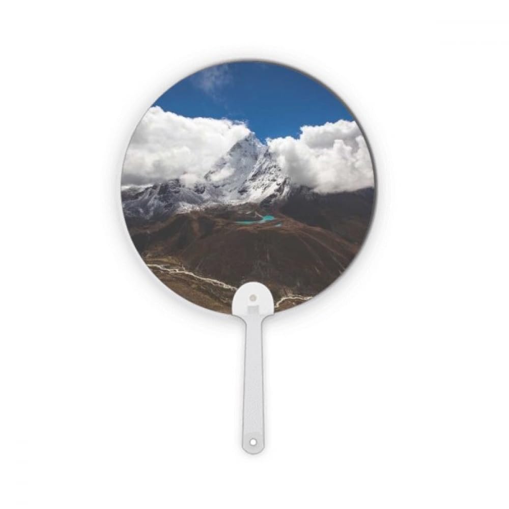 Éventail décoratif plastique rond bleu paysage style japonais art