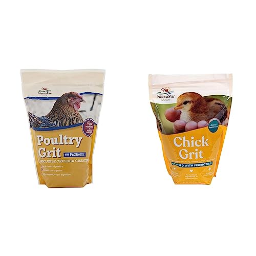 Manna Pro Poultry Grit with Probiotics | Insoluble Crushed Granite | 5 LB & Chick Grit | Digestive Supplement for Young Poultry and Bantam Breed | Probiotics to Support Digestion 5 Pounds