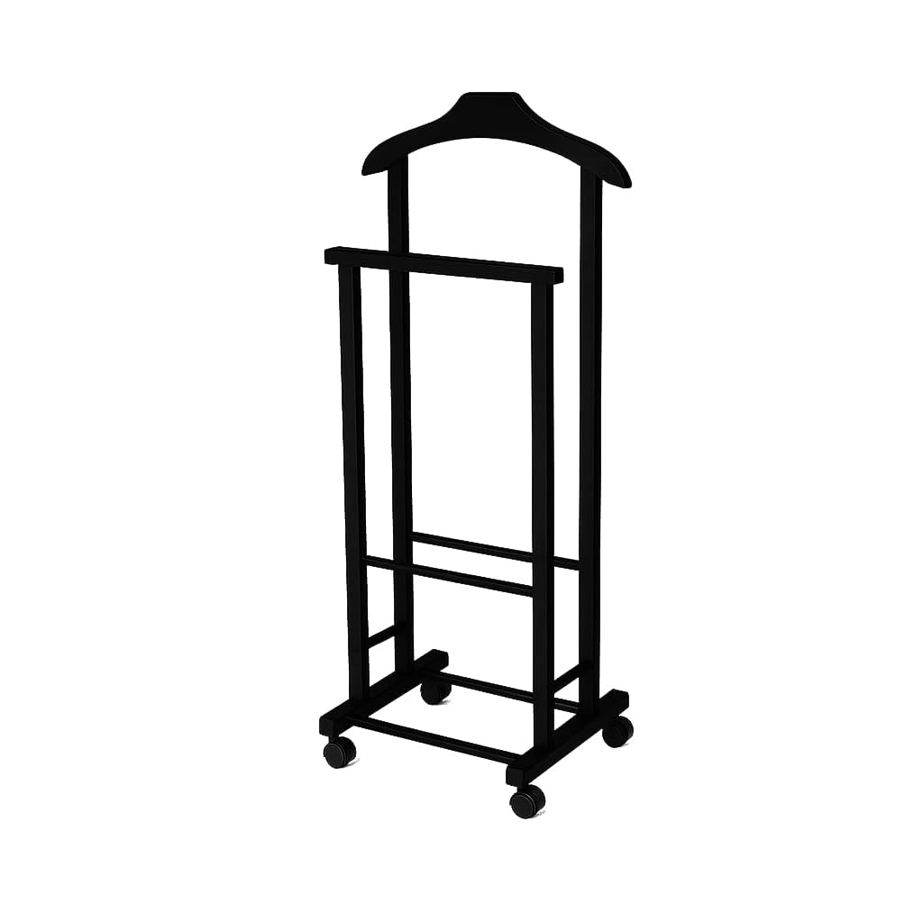 Compactor Hector RAN11619 - Galán de noche doble de madera con ruedas, 28,5 x 43 x 97 cm, fabricado en Italia, color negro