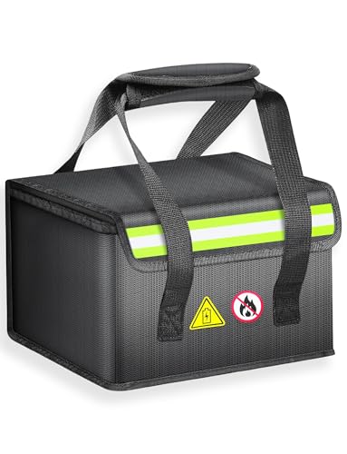 COICER Lipo Safe Bag Feuerfeste, Explosionssichere Lipo Tasche mit Exklusivem Ladeanschluss – Reflektierend, um bei Nacht Schnell zu Finden (LIPO-M-22X17X15cm)