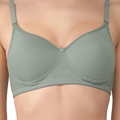 Image of Women's Cotton Blend Lightly Padded Wirefree T-Shirt Bra Combo (Pack of 3)