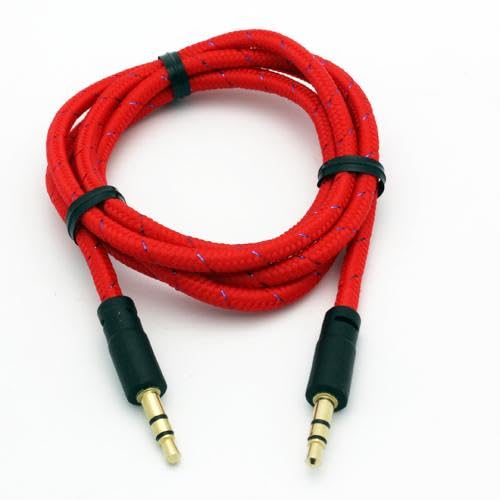 Cable Auxiliar 3.5mm Trenzado Rojo 1m miniatura 2