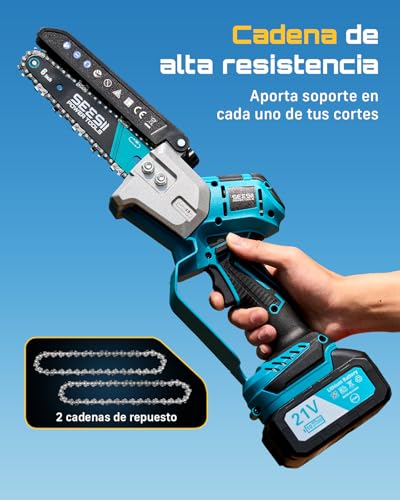 Miniatura 7 de Seesii Mini Motosierra Batería 6 Pulgadas, Sin Escobillas Sierra Electrica Podar Arboles Con 2 4000 Mah Baterías, Motosierra Eléctrica Con Lubricador Automático, Compatible Con Batería Makita 18v