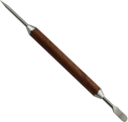 Pluma artística de café de acero inoxidable para café con puntada de lujo, herramienta de barista, aguja de café con mango de madera, aguja de café