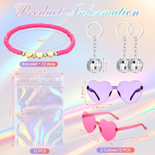 Geiserailie 48 Pcs Popular Singer Party Favors Era Friendship Gifts Set, Beaded Bracelets Sunglasses Keychain for Y2k Fans2