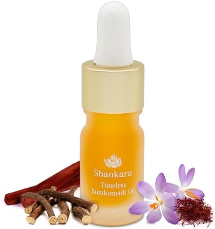 Shankara Kumkumadi Oil for Face - Pure Saffron with 32 Ayurvedic Flowers – Gua Sha Facial Oil for Glowing Skin – (5ml) Timeless Kumkumadi Tailam Original Scent – Moisturizing and Hydrating
