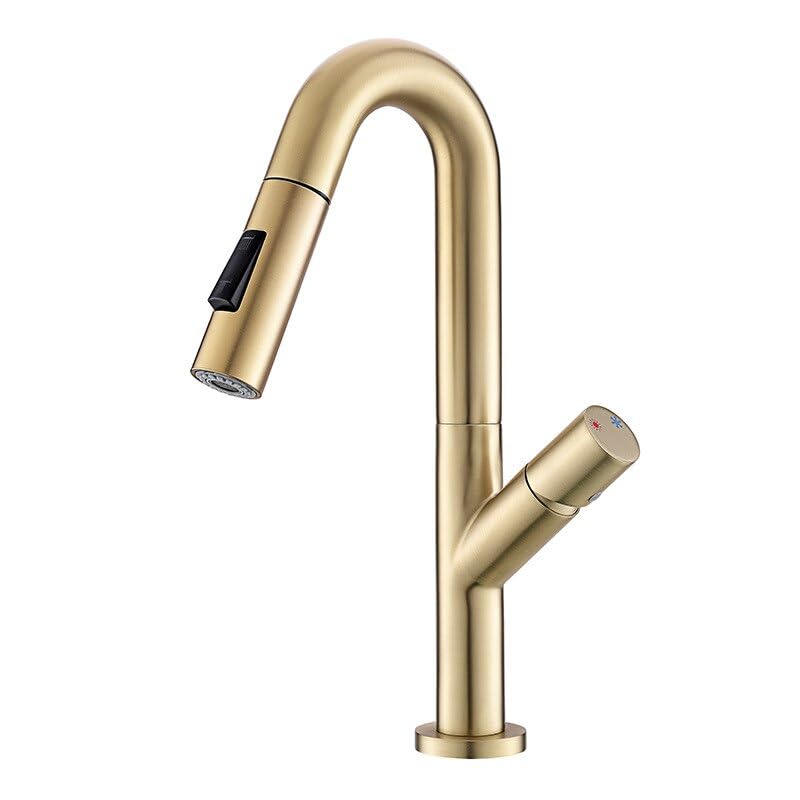 Robinet d'eau chaude et froide or brossé pour moderniser votre meuble vasque de salle de bain