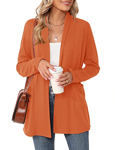 Image of Micoson Women's Long Sleeve Open Front Cardigan Casual Loose Lightweight Cardigans with Pockets